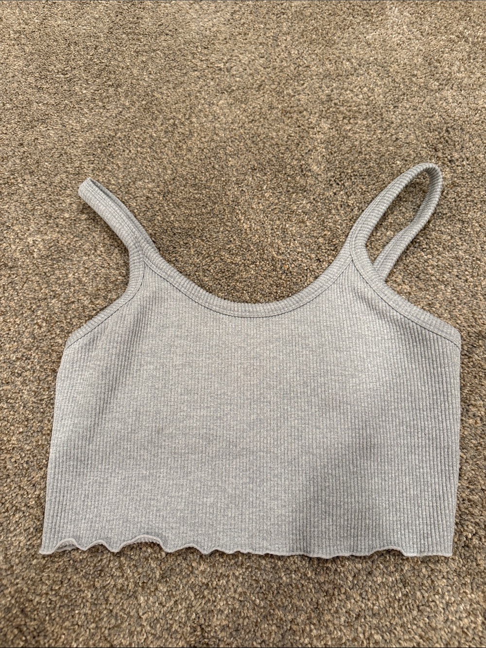 Forever 21 Ribbed Crop Tank Top - Light Gray